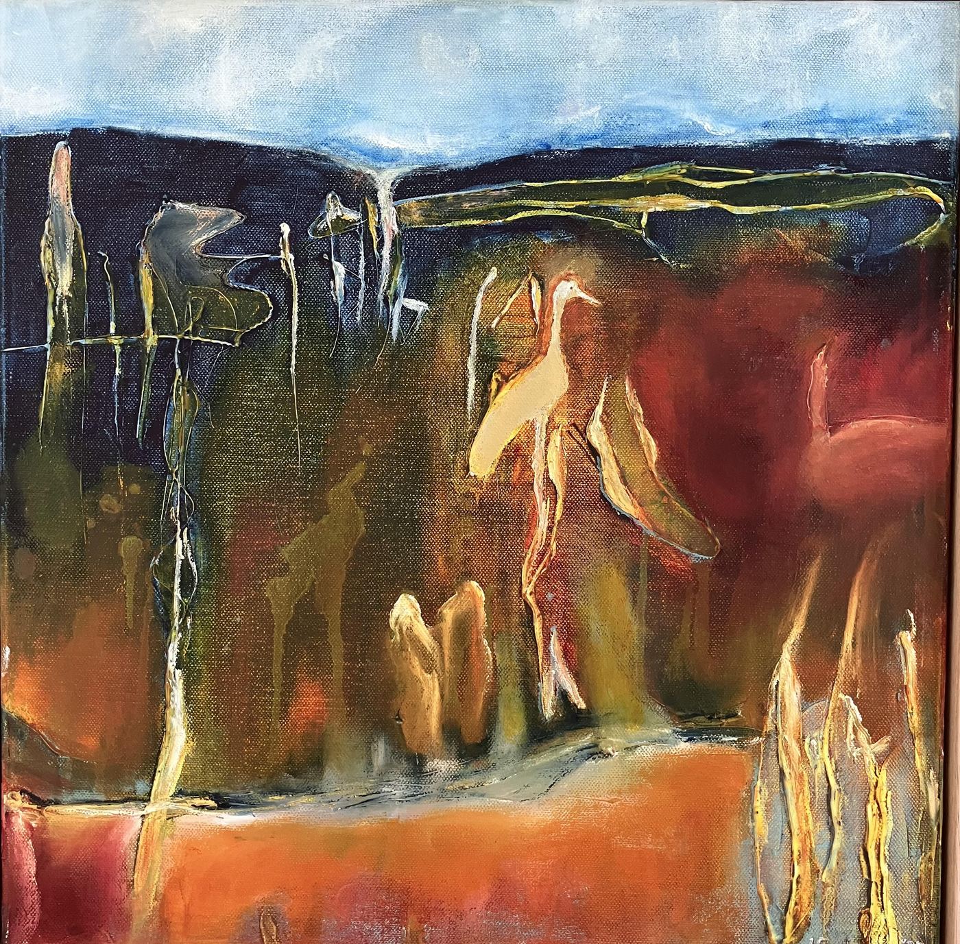 Brolga by Jen Foxton — 2024, 45cm x 45cm.