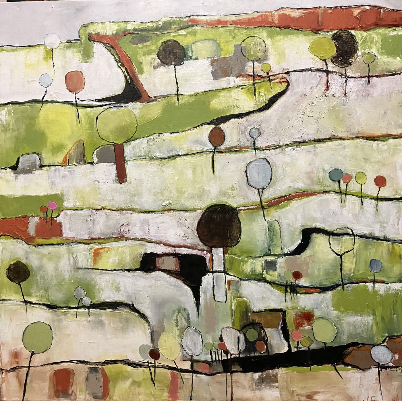 The Pink Tree by Jen Foxton — 2024, 80cm x 80cm.