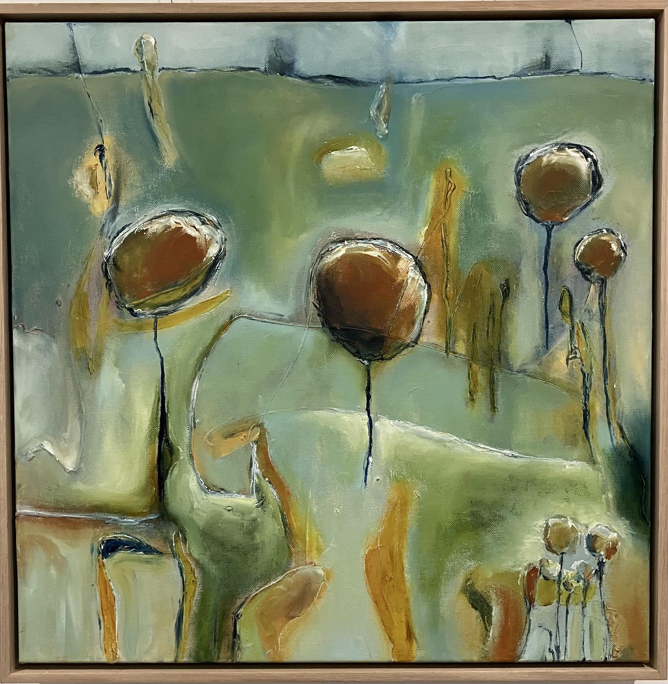 Ochre Trees I by Jen Foxton — 2023, 53cm x 53cm.