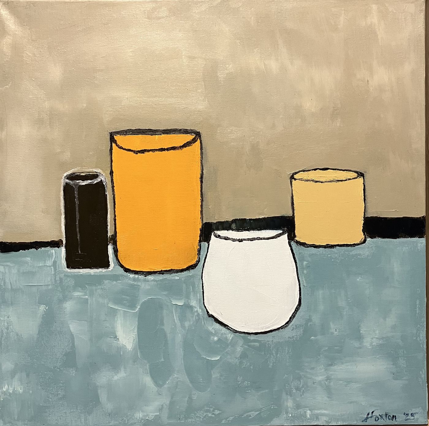 The white cup by Jen Foxton — 2025, Oil on canvas, 48cm x 48cm.