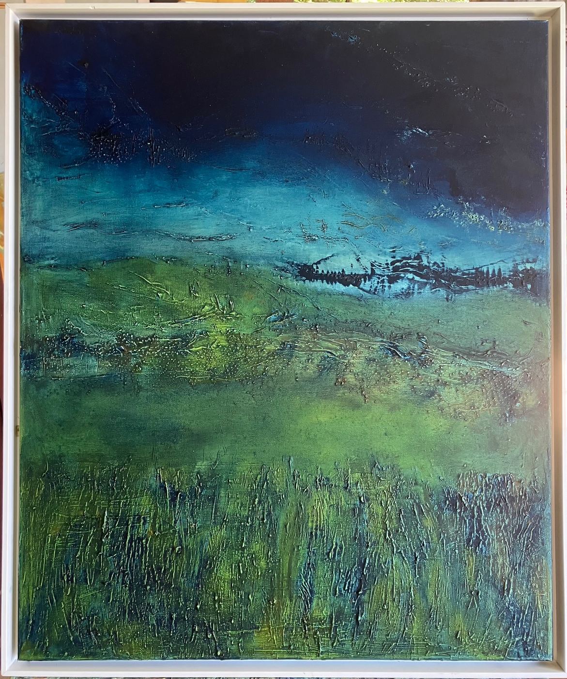 Moon rising by Jen Foxton — 2024, Oil on canvas framed, 53cm x 64cm.