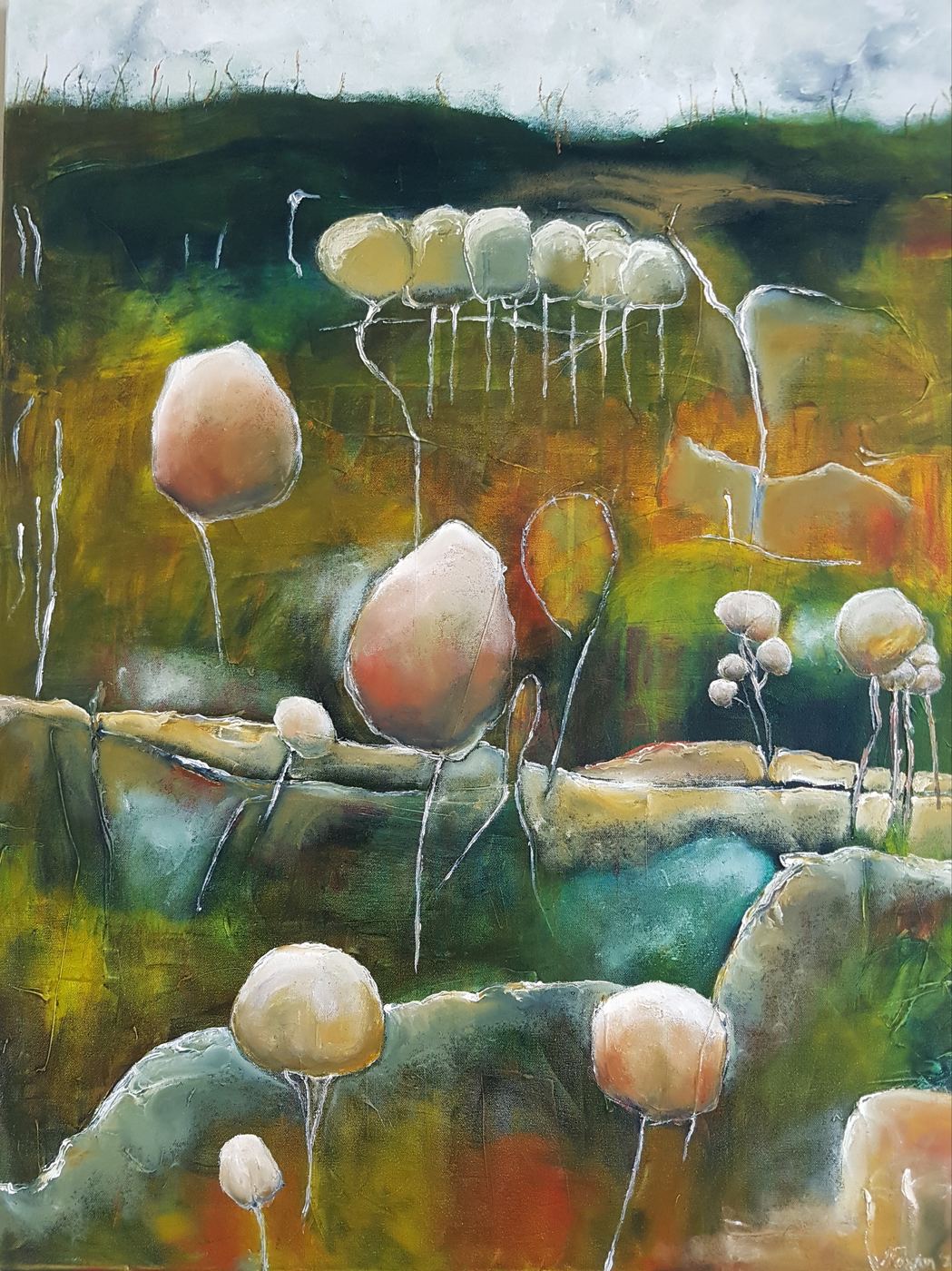 Smouldering horizon by Jen Foxton — 2023, Oil on canvas, 75cm x 101cm.