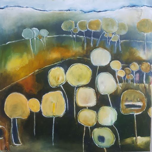Autumn by Jen Foxton — 2022, Oil on canvas, 75cm x 75cm.