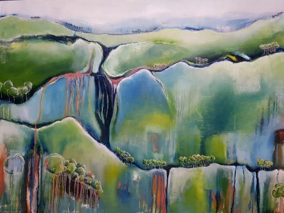 Emerging from the storm by Jen Foxton — 2022, Oil on canvas, 114cm x 80cm.