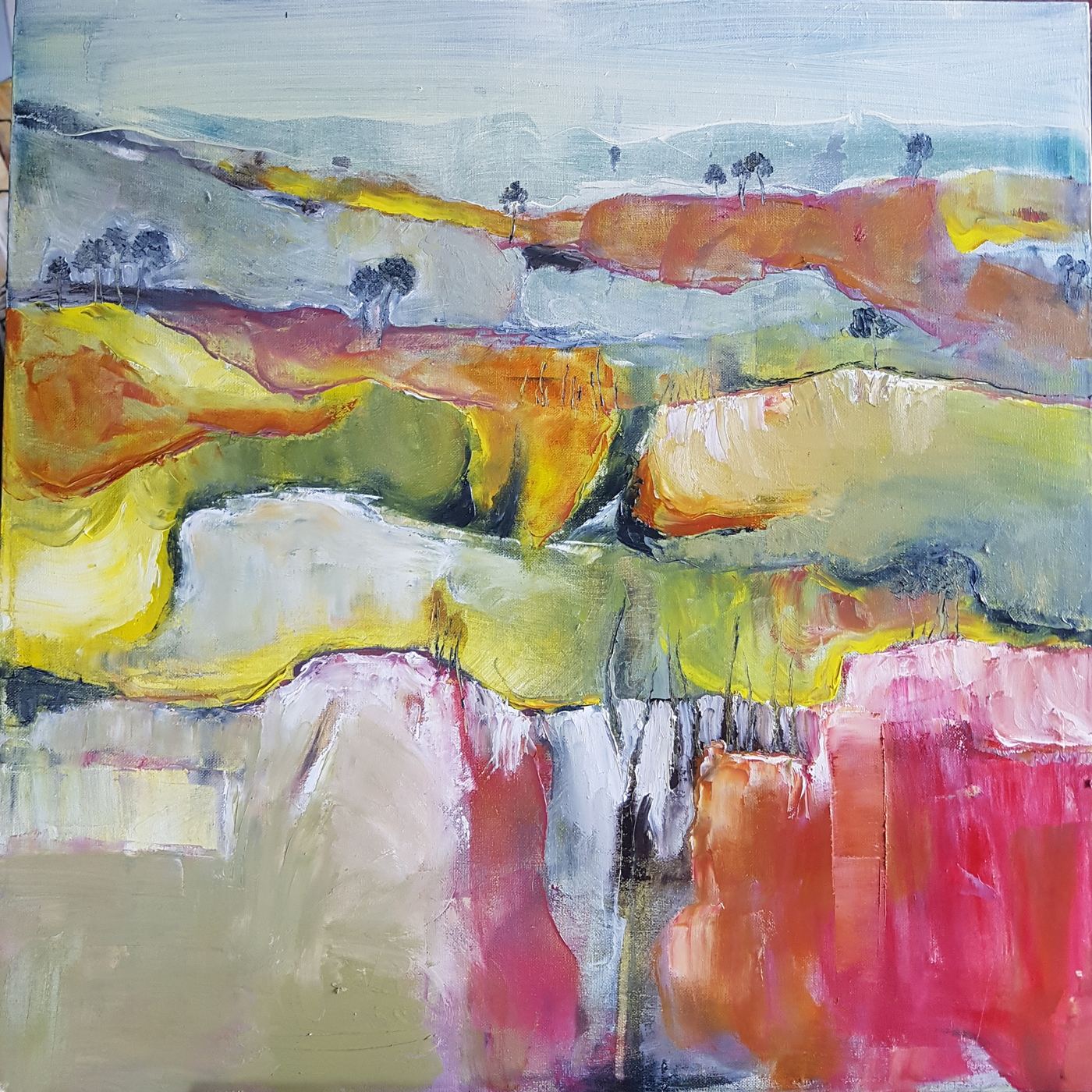 No man's land by Jen Foxton — 2020, Oil on canvas, 61cm x 61cm.