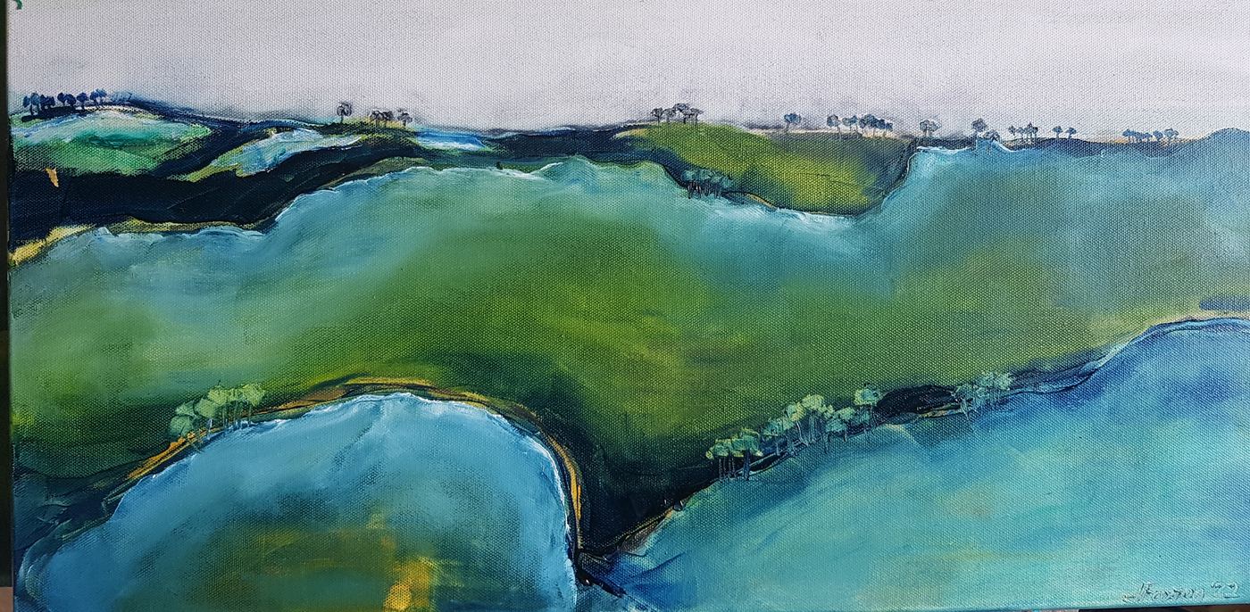 Marooned by Jen Foxton — 2022, Oil on canvas, 61cm x 30cm.