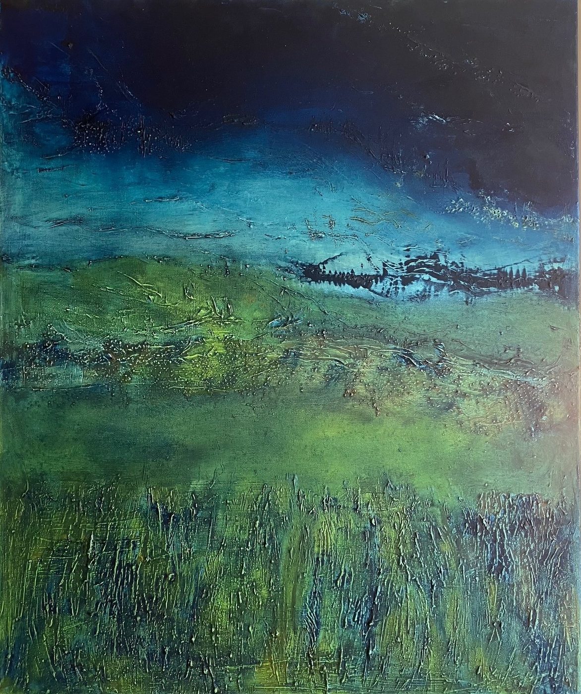 Moon rising by Jen Foxton — 2024, Oil on canvas framed, 53cm x 64cm.