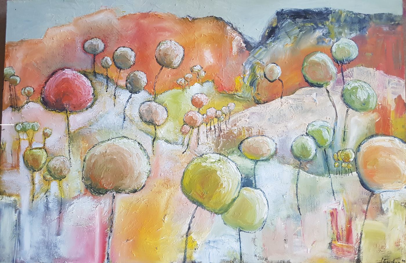 Ochre Cliffs by Jen Foxton — 2021, Oil on canvas, 92cm x 61cm.