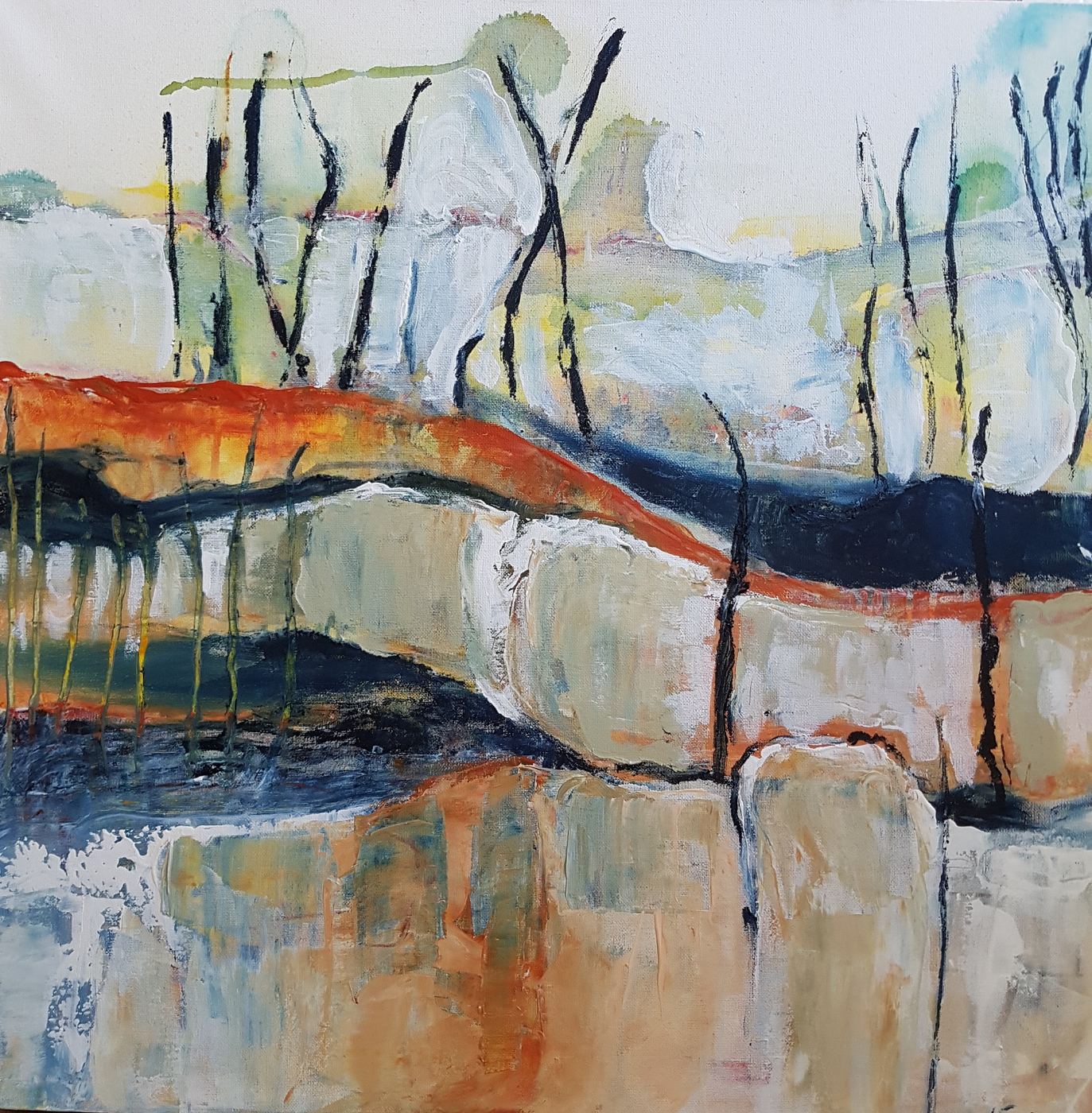 Skeletons by Jen Foxton — 2020, Acrylic on canvas, 45cm x 45cm.