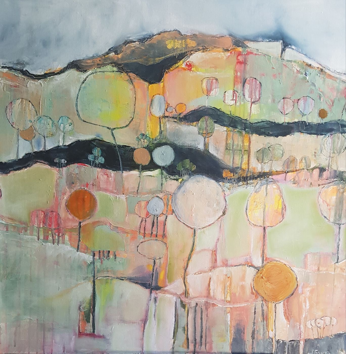 Storm Coming by Jen Foxton — 2021, Oil on canvas, 71cm x 71cm.